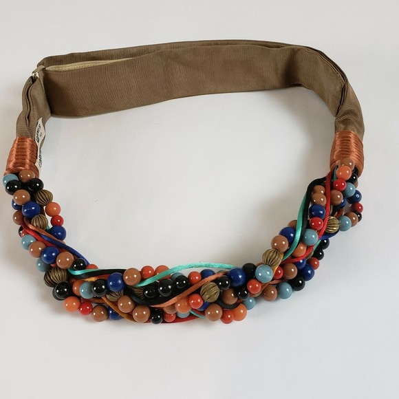Designer Carolyn Tanner Vintage Beaded Cord Hippie Boho Festival Adjustable Belt - Picture 1 of 11